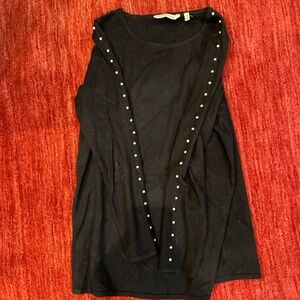 Soft Surroundings Black Long Sleeve Top with Pearl Details
